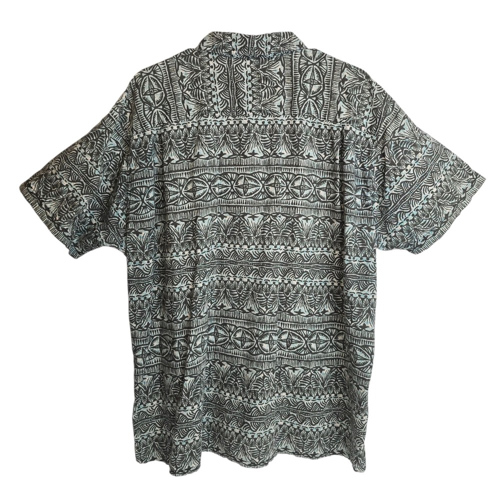 Patagonia Back Step Shirt Mens XXL Black Blue Hemp Organic Cotton Aloha Camp - Picture 3 of 10